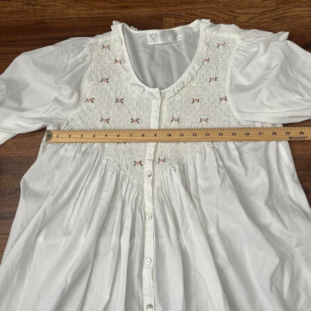 Victoriana White Cotton‎ Prairie Dress Women M Cottagecore Coquette Lace Boho - Picture 6 of 7